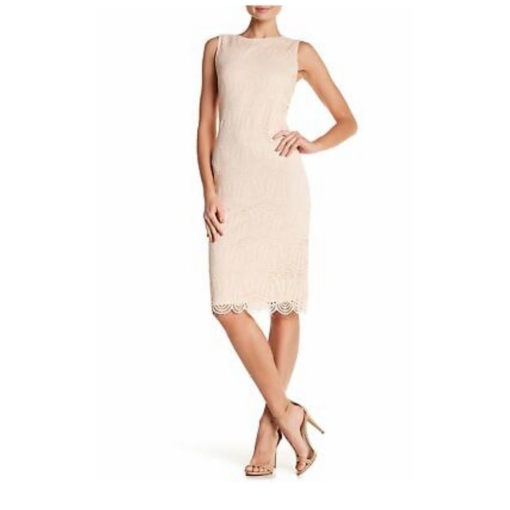 Sharagano Crochet Ballet Slipper Lace Cream Dress